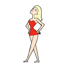 comic cartoon woman in party dress