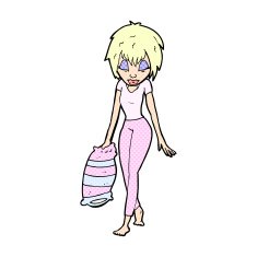 comic cartoon woman going to bed