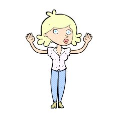 comic cartoon woman surrendering