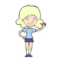 comic cartoon woman waving N24