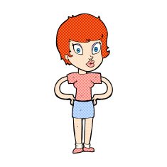 comic cartoon woman with hands on hips N17