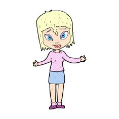 comic cartoon woman shrugging shoulders N39