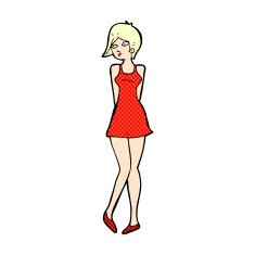 comic cartoon pretty woman in dress N2