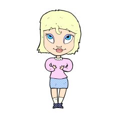 comic cartoon woman gesturing at self N3