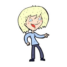 comic cartoon woman laughing and pointing