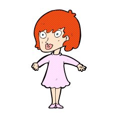comic cartoon woman wearing dress