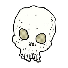comic cartoon spooky skull N14