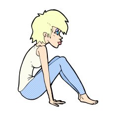 comic cartoon woman sitting N2