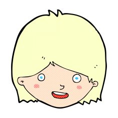 comic cartoon happy female face N14