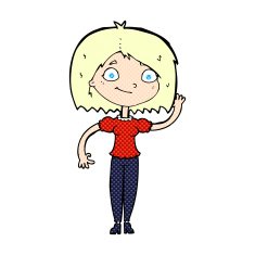 comic cartoon woman waving N25