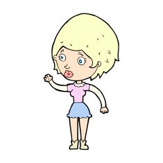 comic cartoon woman waving N26