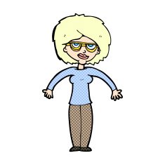 comic cartoon woman shrugging shoulders N42