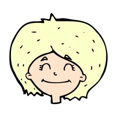 comic cartoon happy female face N15