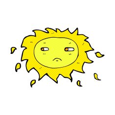 comic cartoon sad sun