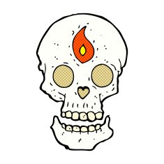 comic cartoon mystic skull