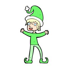 comic cartoon excited christmas elf