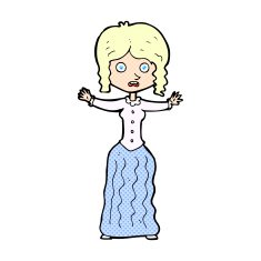 comic cartoon worried victorian woman