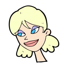 comic cartoon happy female face N18