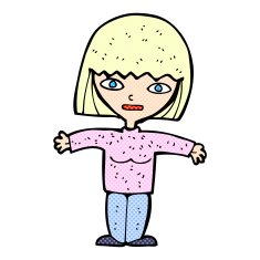 comic cartoon woman with open arms N10