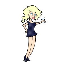 comic cartoon woman at party N2