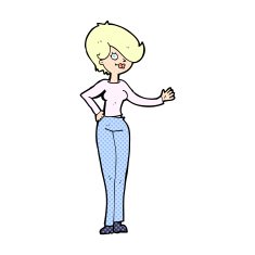 comic cartoon woman waving N27