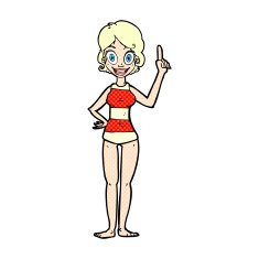 comic cartoon woman in striped swimsuit