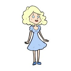 comic cartoon happy woman in dress N3