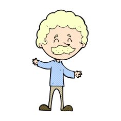 comic cartoon happy man with mustache