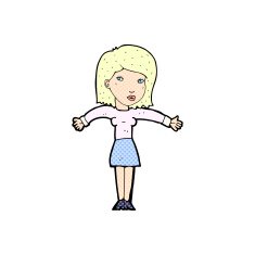 comic cartoon woman shrugging shoulders N46