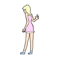 comic cartoon woman waving N28