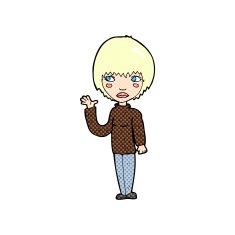 comic cartoon woman waving N29