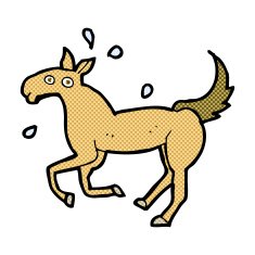 comic cartoon horse sweating