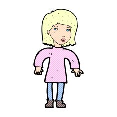 comic cartoon cautious woman