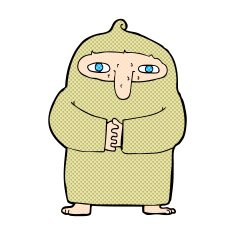 comic cartoon monk in robe