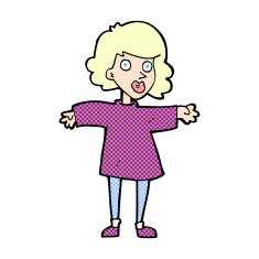 comic cartoon nervous woman N2