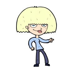 comic cartoon happy woman pointing N7