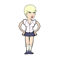 comic cartoon woman with hands on hips N19