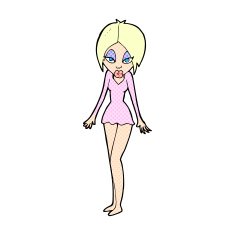 comic cartoon woman in short dress