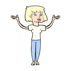 comic cartoon woman holding up hands N2