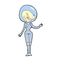 comic cartoon space woman N3