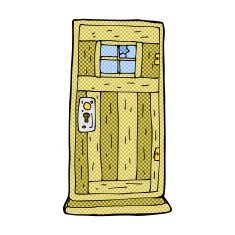 comic cartoon old wood door