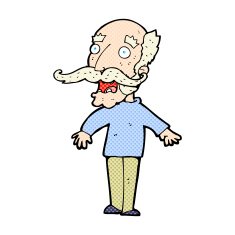 comic cartoon old man gasping in surprise
