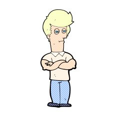 comic cartoon man with folded arms