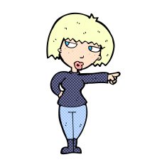 comic cartoon annoyed woman pointing