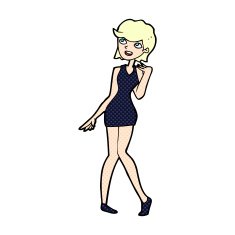 comic cartoon woman in cocktail dress N2