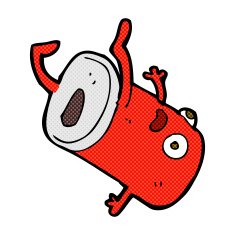 comic cartoon old drinks can