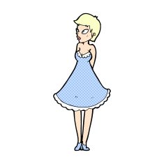 comic cartoon pretty woman in dress N5
