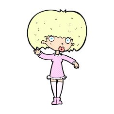 comic cartoon waving girl