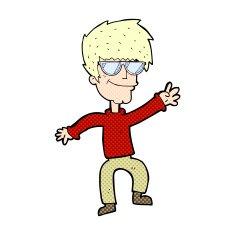 comic cartoon waving cool guy