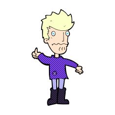 comic cartoon worried man giving thumbs up symbol